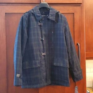 NWT FAN.TAS.TIC Men's L Tartan Plaid Toggle Coat. Zipout liner. QUALITY!
